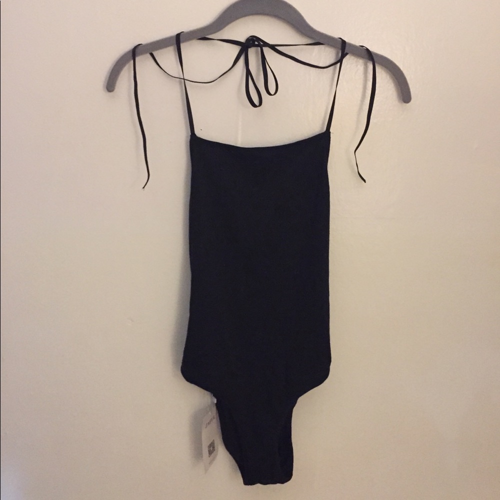 Tie up, backless bodysuit